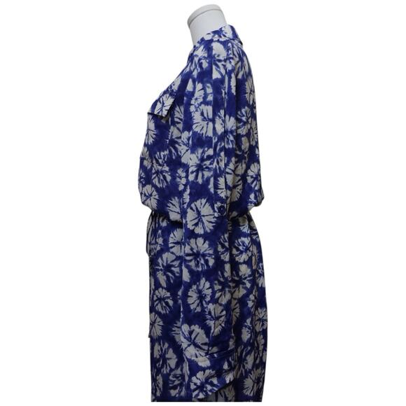 St John Floral Print Silk And Spandex Blend Shirt Dress Size 4 - Picture 4 of 13